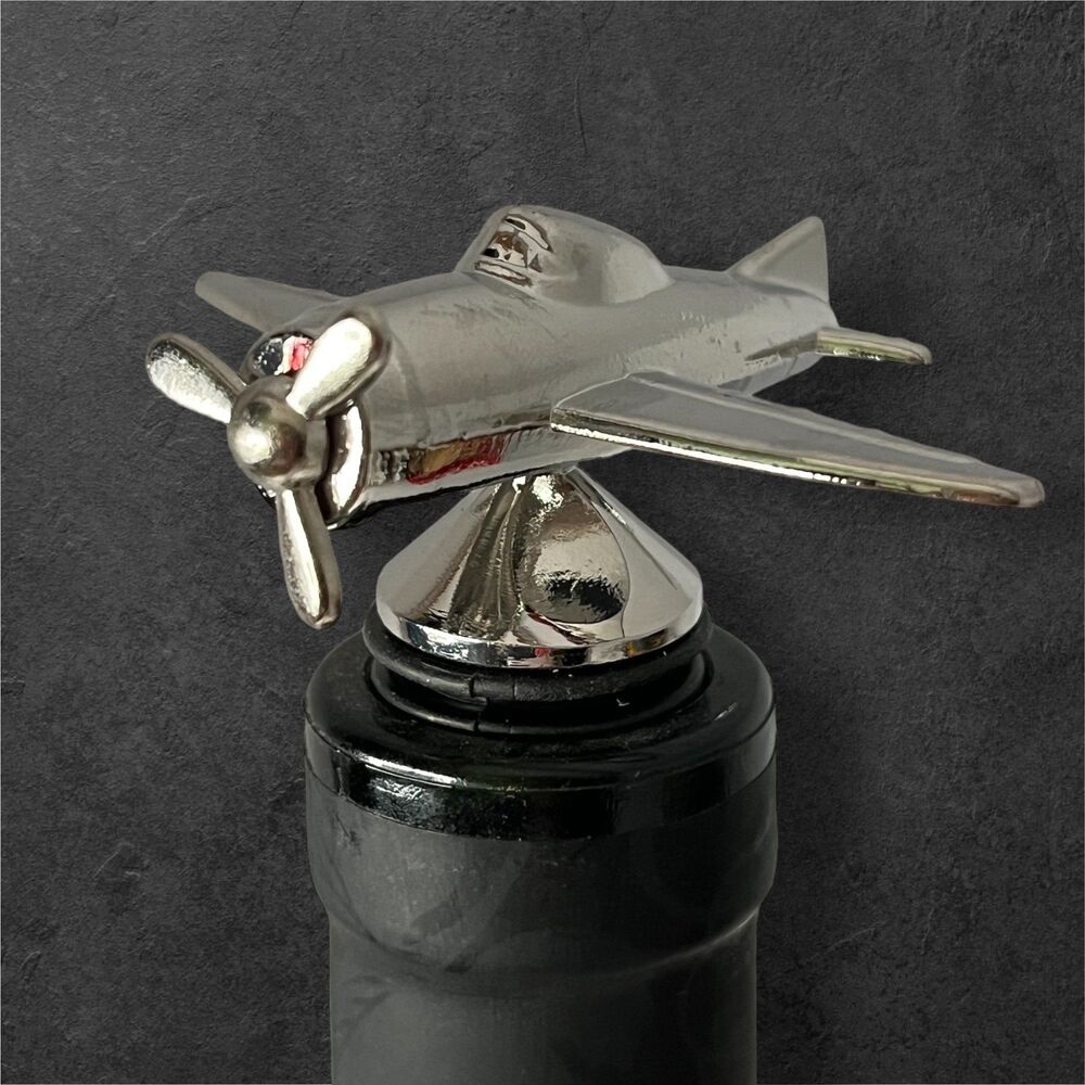 Airplane Wine Stopper - Preserve Freshness in Style - Unique Metal Bottle Sealer